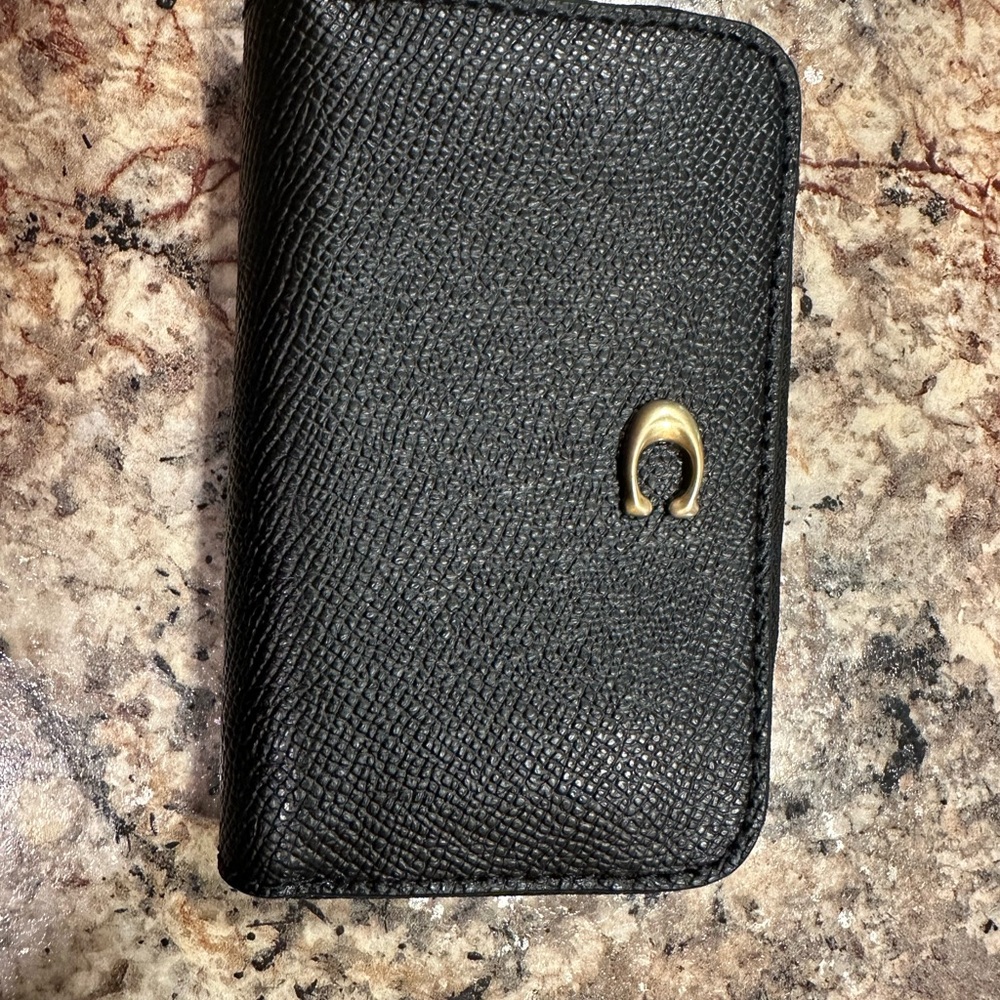 Coach Black Saffiano Wallet Compact Bifold